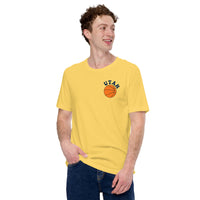Bday & Christmas Gift Ideas for Basketball Lovers, Coach & Players - Senior Night, Game Outfit & Attire - Utah B-ball Fanatic T-Shirt - Yellow, Front