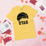 Christmas Gift Ideas for Basketball Lovers, Coach & Players - Senior Night, Game Outfit & Attire - Utah Skyline B-ball Fanatic T-Shirt - Yellow