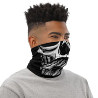 Versatile Beardy Skull Neck Gaiter | Seamless Tubular Snood, Scarf, Headband, Bandana | Outdoor Street Style Headwear for Beard Lovers used as a style face covering, face shield, seamless tubular snood, scarf perfect for beard lovers, bearded men, barber men, rock and street lifestyle enthusiasts, for outdoor activities such as fishing, hunting, camping... or for outdoor sports such as dirtbike, motorcycling, mtb, paintballs, airsoft and more.