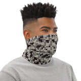 Versatile Grey Pixelated Camouflage Neck Gaiter | Seamless Tubular Snood and Scarf, Headband | Outdoor Gear for Military Enthusiasts used as a face covering, face shield, seamless tubular snood, scarf perfect for outdoor activities such as fishing, hunting, camping, trekking, rock climbing... or for outdoor sports such as competitive team shooting sports, such as paintballs, airsoft, mtb,  dirtbike... and more.