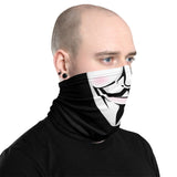 Versatile Guy Fawkes Anonymous Neck Gaiter | Seamless Tubular Snood, Scarf, Headband | Street-Style Rebellion and Outdoor Accessory used as a style face covering, face shield, seamless tubular snood, scarf perfect for outdoor activities such as fishing, hunting, camping, trekking, rock climbing... or for outdoor sport such as mtb, dirtbike and more.