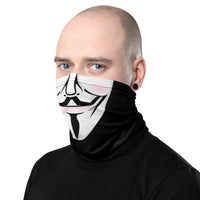 Versatile Guy Fawkes Anonymous Neck Gaiter | Seamless Tubular Snood, Scarf, Headband | Street-Style Rebellion and Outdoor Accessory used as a style face covering,face shield, seamless tubular snood, scarf perfect for outdoor activities such as fishing, hunting, camping, trekking, rock climbing... or for outdoor sport such as mtb, dirtbike and more.