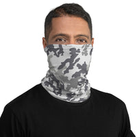 Versatile Marine Camouflage Neck Gaiter | Seamless Tubular Snood and Scarf, Headband, Wristband | Outdoor Gear for Military Enthusiasts used as a face covering perfect for outdoor activities such as fishing, hunting, camping, trekking, rock climbing... or for outdoor sports such as dirtbike, mtb, competitive team shooting sports such as paintballs, airsoft... and more.