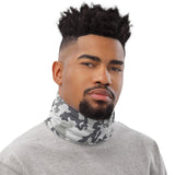 Versatile Marine Camouflage Neck Gaiter | Seamless Tubular Snood and Scarf, Headband, Wristband | Outdoor Gear for Military Enthusiasts used as a neck warmer perfect for outdoor activities such as fishing, hunting, camping, trekking, rock climbing... or for outdoor sports such as dirtbike, mtb, competitive team shooting sports such as paintballs, airsoft... and more.