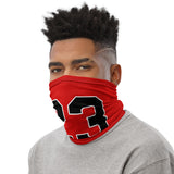 Versatile Number 23 Red Neck Gaiter | Seamless Tubular Snood, Scarf, Headband | Headwear for Basketball Lovers and Outdoor Enthusiasts used as a style face covering, face shield, seamless tubular snood, scarf perfect for outdoor activities such as fishing, hunting, camping, trekking, rock climbing... or for outdoor sports such as basketball, skateboarding, mtb, dirtbike... and more.