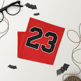 Versatile Number 23 Red Neck Gaiter | Seamless Tubular Snood, Scarf, Headband | Headwear for Basketball Lovers and Outdoor Enthusiasts as a style seamless tubular snood, scarf perfect for outdoor activities such as fishing, hunting, camping, trekking, rock climbing... or for outdoor sports such as basketball, skateboarding, mtb, dirtbike... and more.