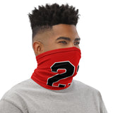 Versatile Number 23 Red Neck Gaiter | Seamless Tubular Snood, Scarf, Headband | Headwear for Basketball Lovers and Outdoor Enthusiasts used as a style face covering, face shield, seamless tubular snood, scarf perfect for outdoor activities such as fishing, hunting, camping, trekking, rock climbing... or for outdoor sports such as basketball, skateboarding, mtb, dirtbike... and more.
