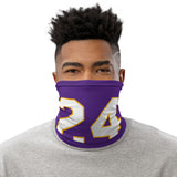 Versatile Number 24 Kobe Neck Gaiter | Seamless Tubular Snood, Scarf, Headband | Headwear for Basketball Lovers and Outdoor Enthusiasts used as a style face covering, face shield, seamless tubular snood, scarf perfect for outdoor activities such as fishing, hunting, camping, trekking, rock climbing... or for outdoor sports such as basketball, mtb, dirtbike, paintballs, airsoft... and more.