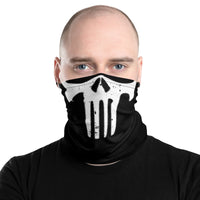 Versatile Punisher Skull Neck Gaiter | Seamless Tubular Snood, Scarf, Headband, Wristband, Bandana | Street Lifestyle Outdoor Headwear used as a style face covering, seamless tubular snood perfect for outdoor activities such as fishing, hunting, camping, trekking, rock climbing... or for outdoor sports such as dirtbike, mtb, competitive team shooting sports such as paintballs, airsoft... and more.