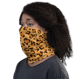 Versatile Seamless Leopard Print Neck Gaiter | Tubular Snood and Scarf, Headband, Wristband, Bandana, Tube Scarf | Outdoor Gear used as a style face covering, face shield, seamless tubular snood, scarf perfect for outdoor activities such as fishing, hunting, camping, trekking... and more