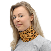 Versatile Seamless Leopard Print Neck Gaiter | Tubular Snood and Scarf, Headband, Wristband, Bandana, Tube Scarf | Outdoor Gear used as a neck warmer perfect for outdoor activities such as fishing, hunting, camping, trekking... and more