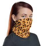 Versatile Seamless Leopard Print Neck Gaiter | Tubular Snood and Scarf, Headband, Wristband, Bandana, Tube Scarf | Outdoor Gear used as a face covering, face shield, seamless tubular snood, scarf perfect for outdoor activities such as fishing, hunting, camping, trekking... and more