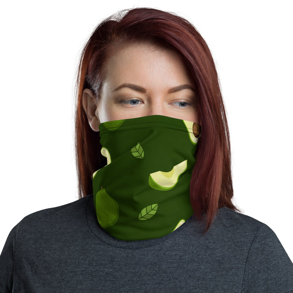 Versatile Avocado Pattern Neck Gaiter, Seamless Tubular Snood and Scarf for Plant and Fruit Lovers | Gardening, Outdoor Activities used as face covering