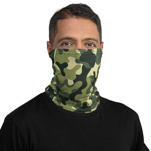 Versatile Camouflage Pattern Neck Gaiter, Seamless Tubular Snood and Scarf, Neck Warmer for Military Enthusiasts | Outdoor Activities uesd as a face covering perfect for fishing, hunting, camping, competitive team shooting sport such as paintballs, airsoft and other outdoor activities.