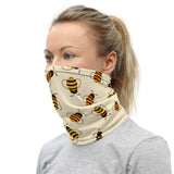 Honey Bee Neck & Face Gaiter - Styling Sweat Headband, Head Wrap, Running Snood Neck Warmer, Hair Band & Scarf, Boho Bandeau, Wristband used as a face covering perfect for gardening, fishing, hunting, camping and outdoor activities.