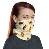 Versatile Honey Bee Pattern Neck Gaiter, Seamless Tubular Snood Scarf, Neck Warmer for Bee and Garden Enthusiasts | Outdoor Activities used as a face shield perfect for gardening, fishing, hunting, camping and outdoor activities.