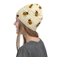 Versatile Honey Bee Pattern Neck Gaiter, Seamless Tubular Snood Scarf, Neck Warmer for Bee and Garden Enthusiasts | Outdoor Activities used as a head over scarf perfect for gardening, fishing, hunting, camping and outdoor activities.