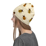 Honey Bee Neck & Face Gaiter - Styling Sweat Headband, Head Wrap, Running Snood Neck Warmer, Hair Band & Scarf, Boho Bandeau, Wristband used as a head over scarf perfect for gardening, fishing, hunting, camping and outdoor activities.