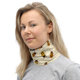Versatile Honey Bee Pattern Neck Gaiter, Seamless Tubular Snood Scarf, Neck Warmer for Bee and Garden Enthusiasts | Outdoor Activities used as a style neck warmer perfect for gardening, fishing, hunting, camping and outdoor activities.