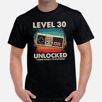 Video Game T-Shirt - Christmas & 30th Birthday Gaming Gift Ideas For His & Her, A Typical Gamer & Game Lover - Level 30 Unlocked Shirt - Black, Men