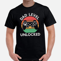 Video Game T-Shirt - Christmas & Father's Day Gaming Gift Ideas For Him, A Typical Gamer & Video Game Lovers - Dad Level Unlocked Shirt - Black, Men