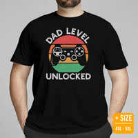 Video Game T-Shirt - Christmas & Father's Day Gaming Gift Ideas For Him, A Typical Gamer & Video Game Lovers - Dad Level Unlocked Shirt - Black, Plus Size