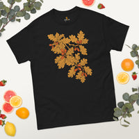 Camping & Hiking Shirt - Happy Camper & Hiker Tee Shirt - Presents, Gift Ideas for Campers, Outdoorsmen, Nature Lovers - Acorn Oak T-Shirt - Black