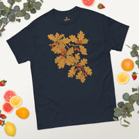 Camping & Hiking Shirt - Happy Camper & Hiker Tee Shirt - Presents, Gift Ideas for Campers, Outdoorsmen, Nature Lovers - Acorn Oak T-Shirt - Navy