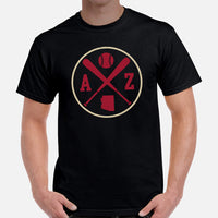 Vintage Arizona Baseball Emblem Fanatic T-Shirt: Gift Ideas for Him & Her, Baseball Enthusiasts & Lovers - Retro Style Game Day Tee - Black, Men