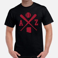 Vintage Arizona Baseball Emblem Fanatic T-Shirt: Ideal Gifts for Him & Her, Baseball Lovers & Enthusiasts - Retro Style Game Day Shirt - Black, Men