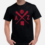 Vintage Arizona Baseball Emblem Fanatic T-Shirt: Ideal Gifts for Him & Her, Baseball Lovers & Enthusiasts - Retro Style Game Day Shirt - Black, Men