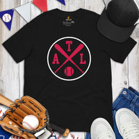 Vintage Atlanta Baseball Emblem Fanatic T-Shirt: Gift Ideas for Him & Her, Baseball Enthusiasts & Lovers - Retro Style Game Day Tee - Black