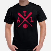 Vintage Atlanta Baseball Emblem Fanatic T-Shirt: Ideal Gifts for Him & Her, Baseball Lovers & Enthusiasts - Retro Style Game Day Shirt - Black, Men