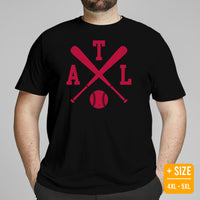 Vintage Atlanta Baseball Emblem Fanatic T-Shirt: Ideal Gifts for Him & Her, Baseball Lovers & Enthusiasts - Retro Style Game Day Shirt - Black, Plus Size