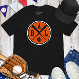 Vintage Baltimore Baseball Emblem Fanatic T-Shirt: Gift Ideas for Him & Her, Baseball Lovers & Enthusiasts - Retro Style Game Day Tee - Black