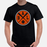 Vintage Baltimore Baseball Emblem Fanatic T-Shirt: Gift Ideas for Him & Her, Baseball Lovers & Enthusiasts - Retro Style Game Day Tee - Black, Men