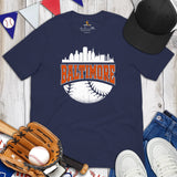 Vintage Baltimore Skyline Baseball Fanatic Shirt: Gift Ideas for Him & Her, Baseball Lovers & Enthusiasts - Retro Game Day Tee - Navy