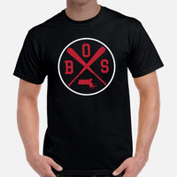 Vintage Boston Baseball Emblem Fanatic T-Shirt: Gift Ideas for Him & Her, Baseball Enthusiasts & Lovers - Retro Style Game Day Tee - Black, Men