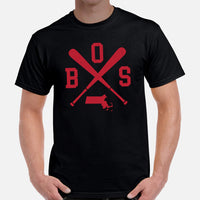 Vintage Boston Baseball Emblem Fanatic T-Shirt: Ideal Gifts for Him & Her, Baseball Lovers & Enthusiasts - Retro Style Game Day Shirt - Black, Men