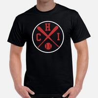 Vintage Chicago Baseball Emblem Fanatic T-Shirt: Gift Ideas for Him & Her, Baseball Enthusiasts & Lovers - Retro Game Day Tee - Black, Men