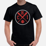 Vintage Chicago Baseball Emblem Fanatic T-Shirt: Gift Ideas for Him & Her, Baseball Enthusiasts & Lovers - Retro Game Day Tee - Black, Men