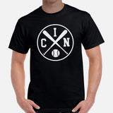 Vintage Cincinnati Baseball Emblem Fanatic T-Shirt: Gift Ideas for Him & Her, Baseball Enthusiasts & Lovers - Retro Style Game Day Tee - Black, Men