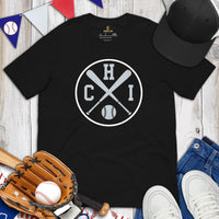 Vintage Chicago Baseball Emblem Fanatic T-Shirt: Gift Ideas for Him & Her, Baseball Enthusiasts & Lovers - Retro Style Game Day Tee - Black