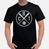 Vintage Chicago Baseball Emblem Fanatic T-Shirt: Gift Ideas for Him & Her, Baseball Enthusiasts & Lovers - Retro Style Game Day Tee - Black, Men