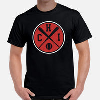 Vintage Chicago Baseball Emblem Fanatic T-Shirt: Gift Ideas for Him & Her, Baseball Lovers & Enthusiasts - Retro Style Game Day Tee - Black, Men