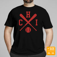 Vintage Chicago Baseball Emblem Fanatic T-Shirt: Ideal Gifts for Him & Her, Baseball Lovers & Enthusiasts - Retro Game Day Shirt - Black, Plus Size