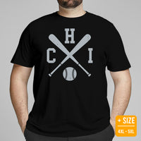 Vintage Chicago Baseball Emblem Fanatic T-Shirt: Ideal Gifts for Him & Her, Baseball Lovers & Enthusiasts - Retro Style Game Day Shirt -  Black, Plus Size