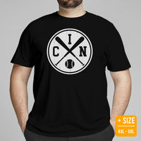 Vintage Cincinnati Baseball Emblem Fanatic T-Shirt: Gift Ideas for Him & Her, Baseball Lovers & Enthusiasts - Retro Style Game Day Tee - Black, Plus Size