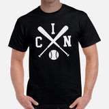 Vintage Cincinnati Baseball Emblem Fanatic T-Shirt: Ideal Gifts for Him & Her, Baseball Lovers & Enthusiasts - Retro Style Game Day Tee -  Black, Men