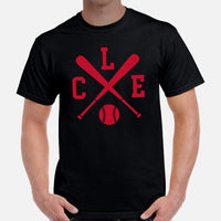 Vintage Cleveland Baseball Emblem Fanatic T-Shirt: Ideal Gifts for Him & Her, Baseball Lovers & Enthusiasts - Retro Style Game Day Tee - Black, Men